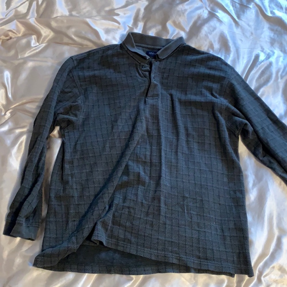 Long Sleeve Izod Shirt Gray/Blue